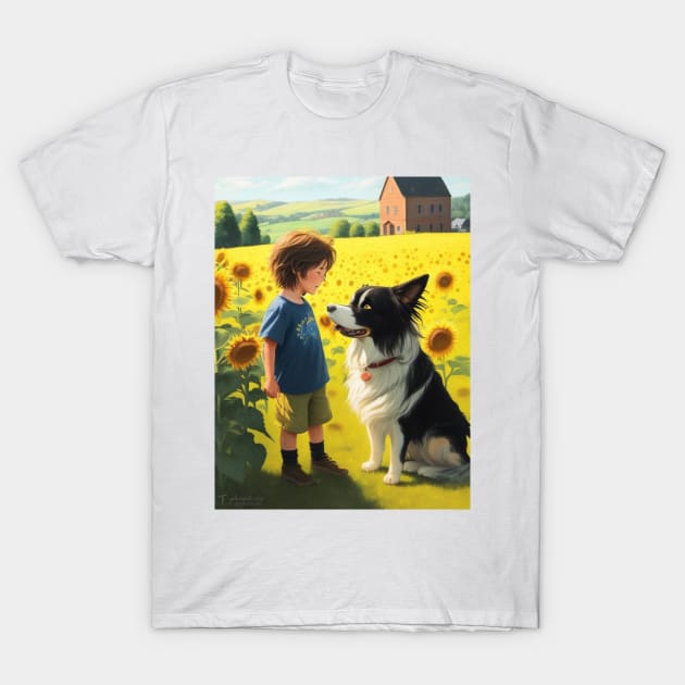 child hanging out with a dog. T-Shirt by MeriemBz